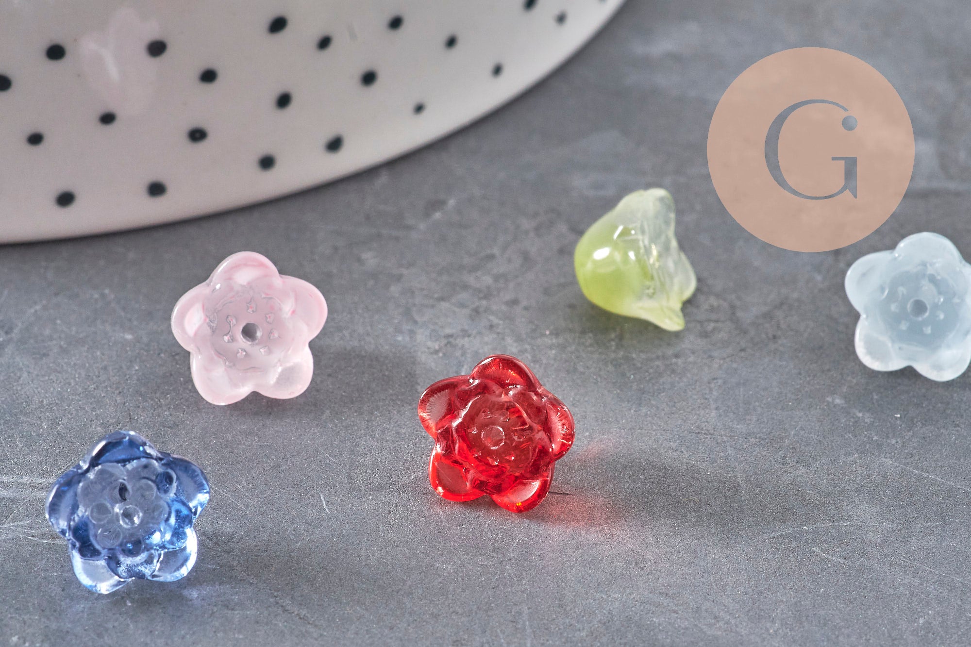 Gingerlily Perles fleur rose G11041 perles verre multicolore x10