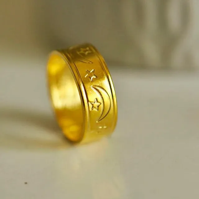 Gingerlily Apprêts G1863 bague réglable lune étoiles 14mm lot 2