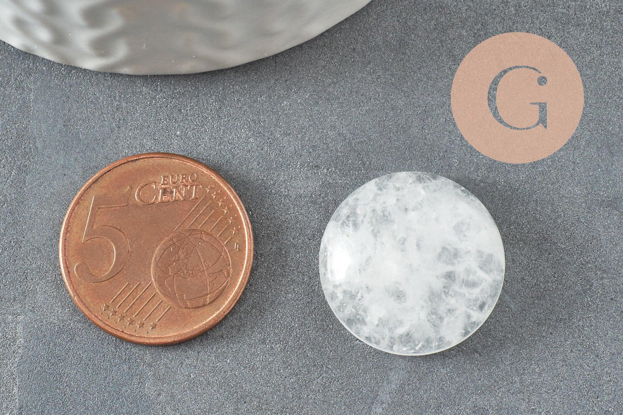 Gingerlily Cabochon Rond Cristal de Roche Naturel 20mm x1