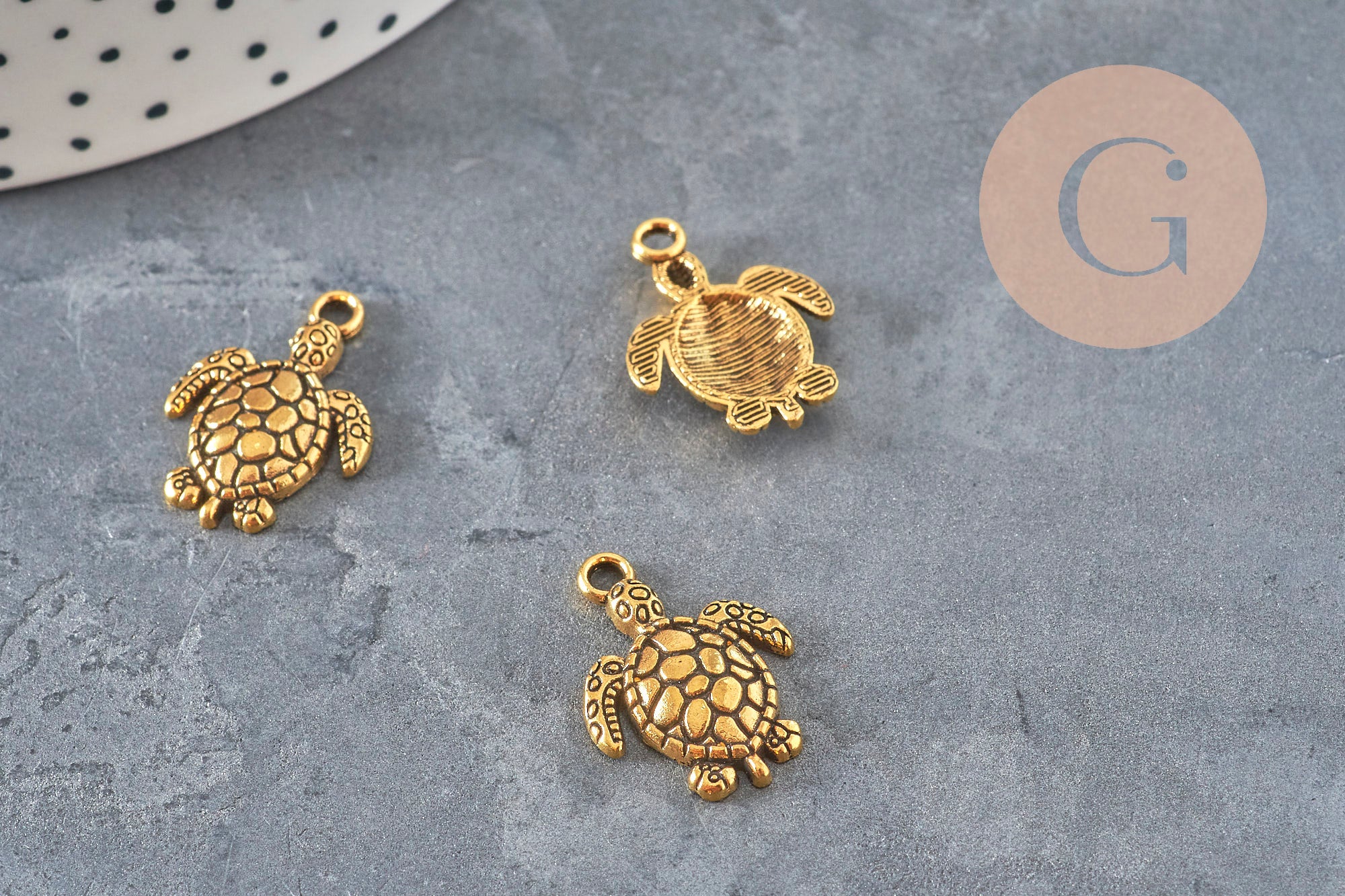 Gingerlily tortue G11229 breloque dorée 23mm x5