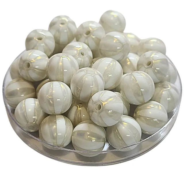 ARTSHOP Boules 16MM perles 410 blanc rayé irisé x10