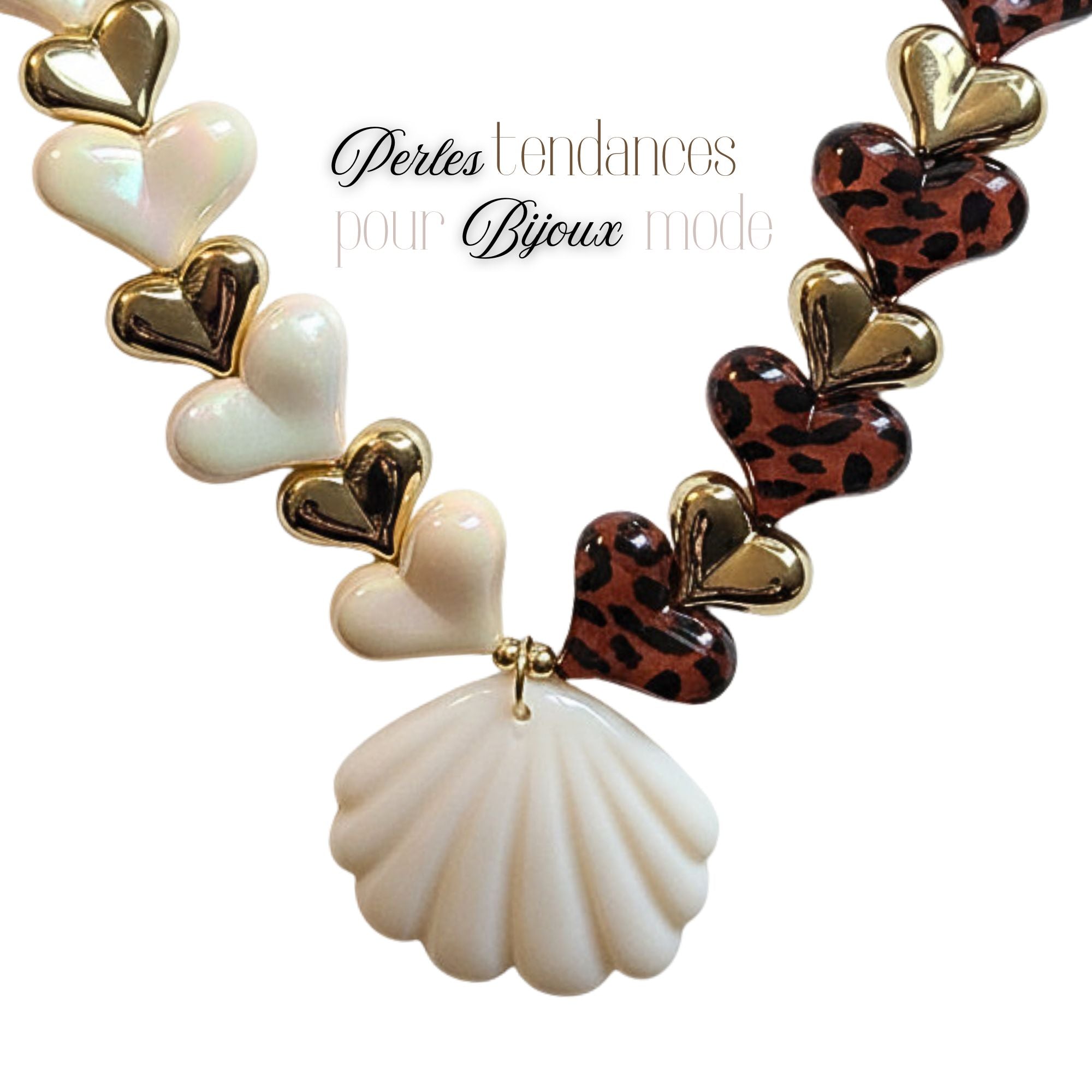 ARTSHOP HeartLine perle cœur léopard fauve x1