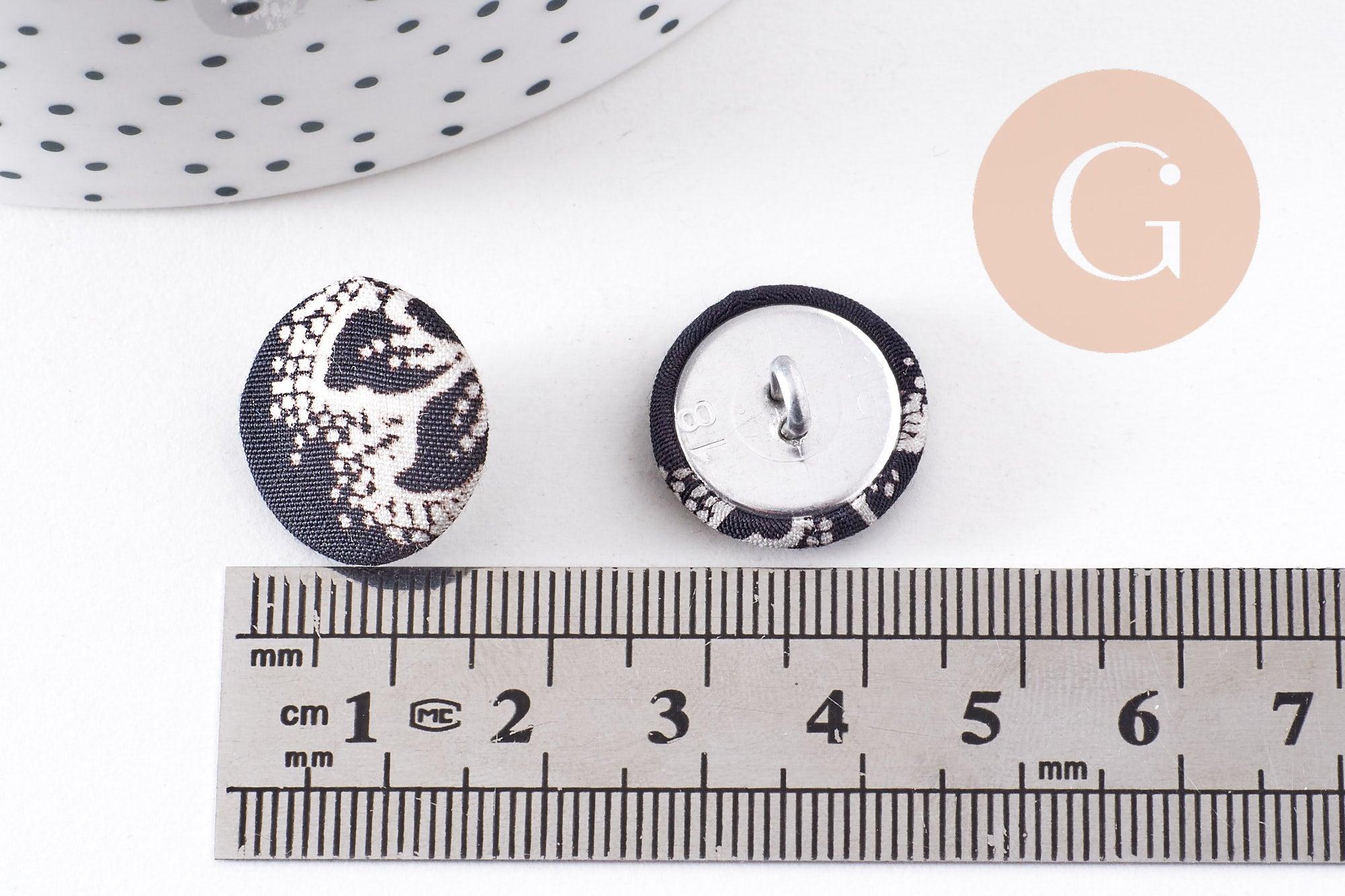 Gingerlily G10149 bouton ancien noir blanc 16mm x1