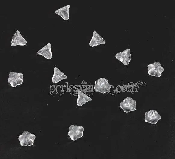 Gingerlily Perles fleurs tchèques perles verre transparent x10