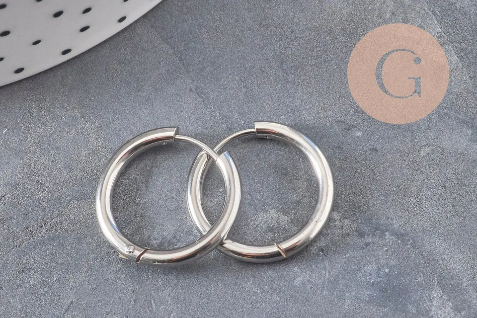 Gingerlily G11048 créoles interchangeables acier 20mm platine paire