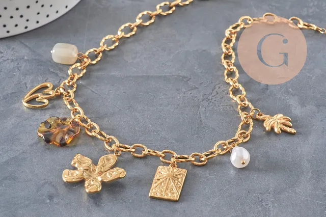 Gingerlily G11290 kit collier breloques acier doré