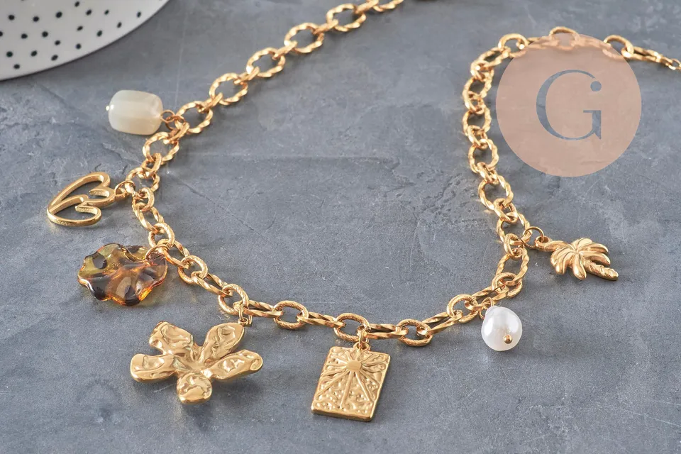 Gingerlily G11290 kit collier breloques acier doré