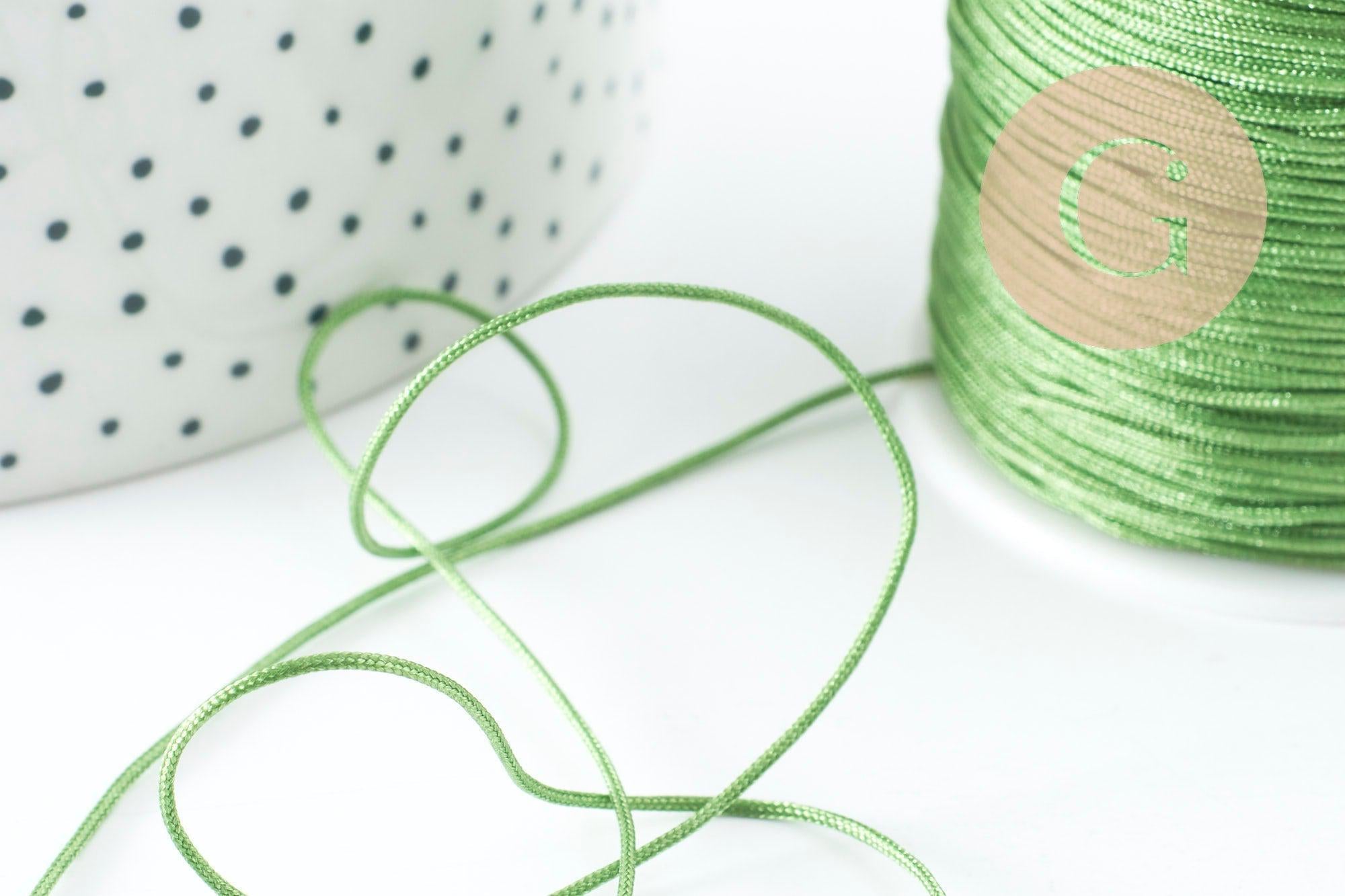 Gingerlily cordon polyester fil de jade vert kaki 0,8mm 1m G9454