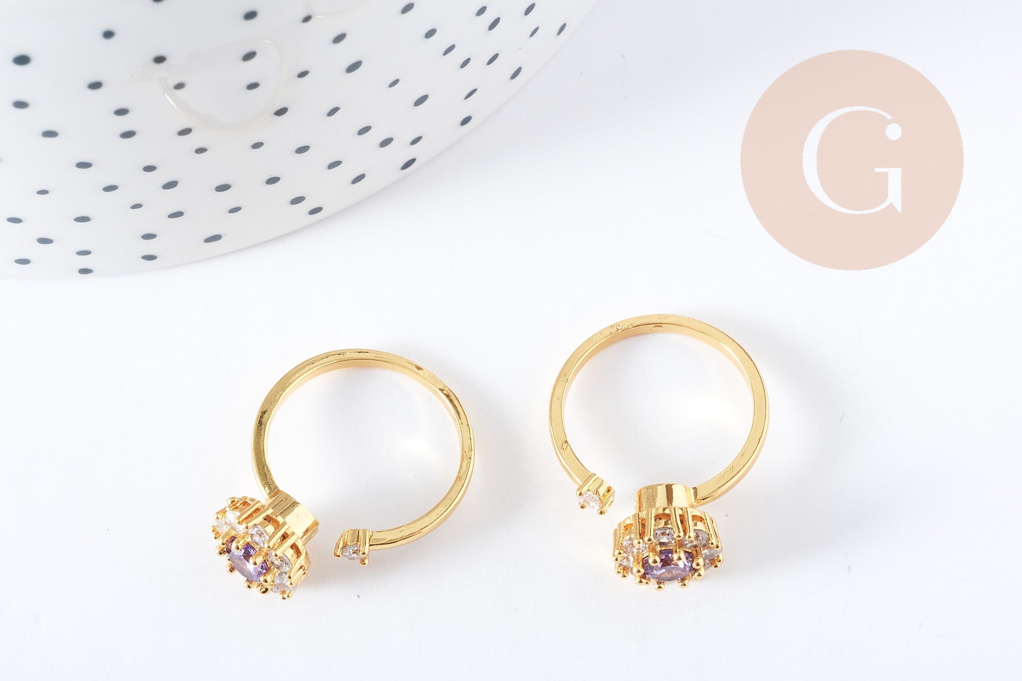 Gingerlily Apprêts bague rotative laiton doré zircons 18,5 mm x1