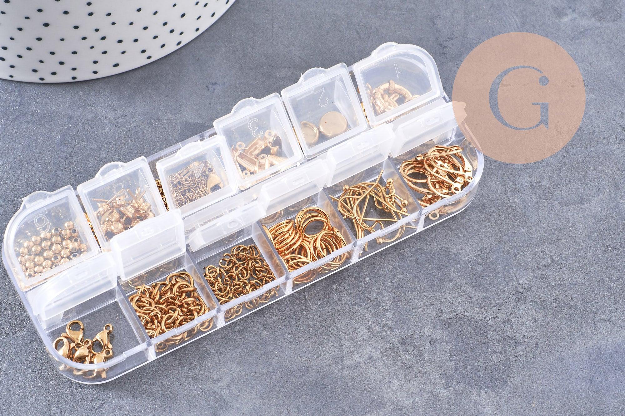 Gingerlily G10142 kit bijoux acier doré boîte 12 types