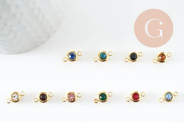Gingerlily G9582 connecteur rond zircon doré 12mm noir
