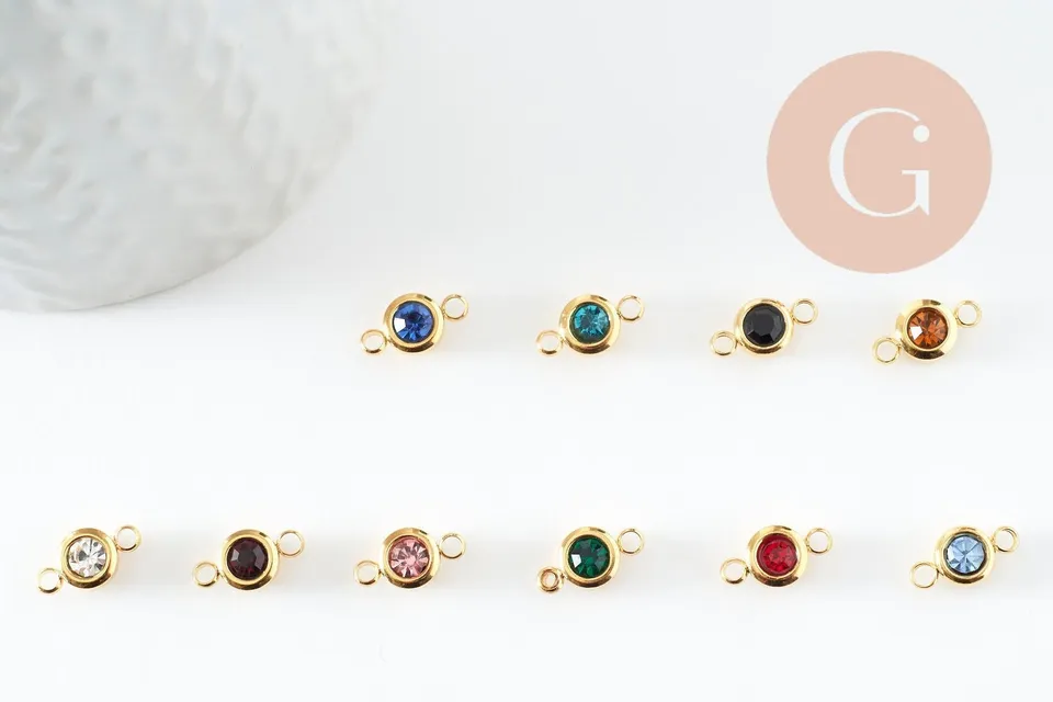 Gingerlily G9582 connecteur rond zircon doré 12mm noir