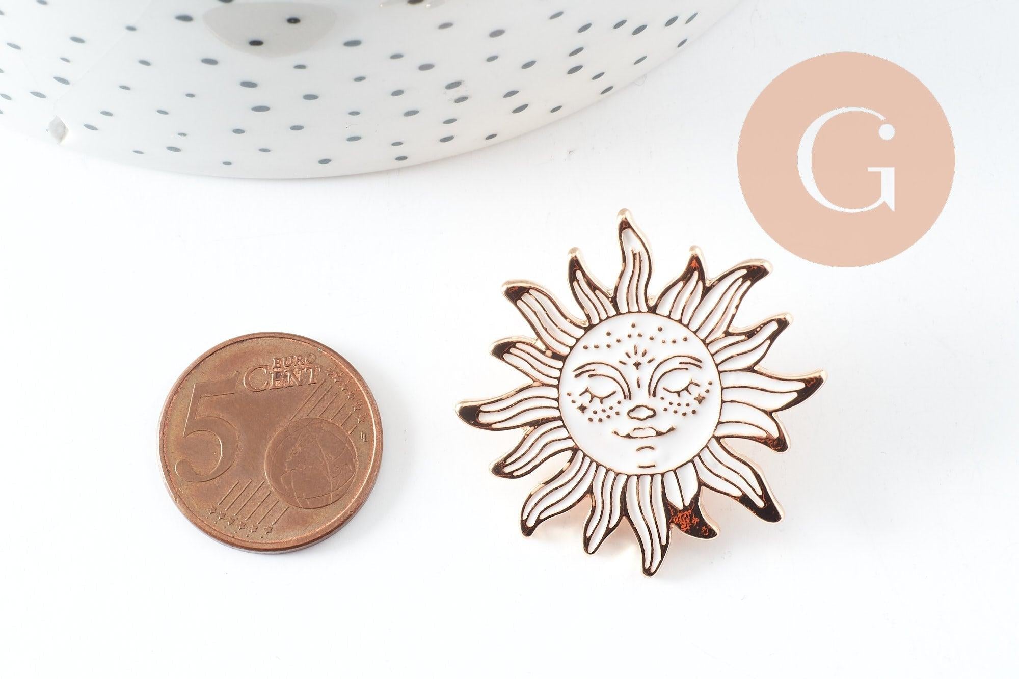 Gingerlily G9747 broche pins soleil blanc doré 35 mm x1
