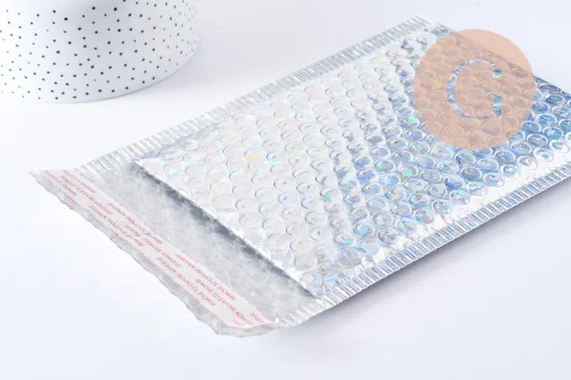 Gingerlily Enveloppes Bulles Argent Holographique 24x15cm x10