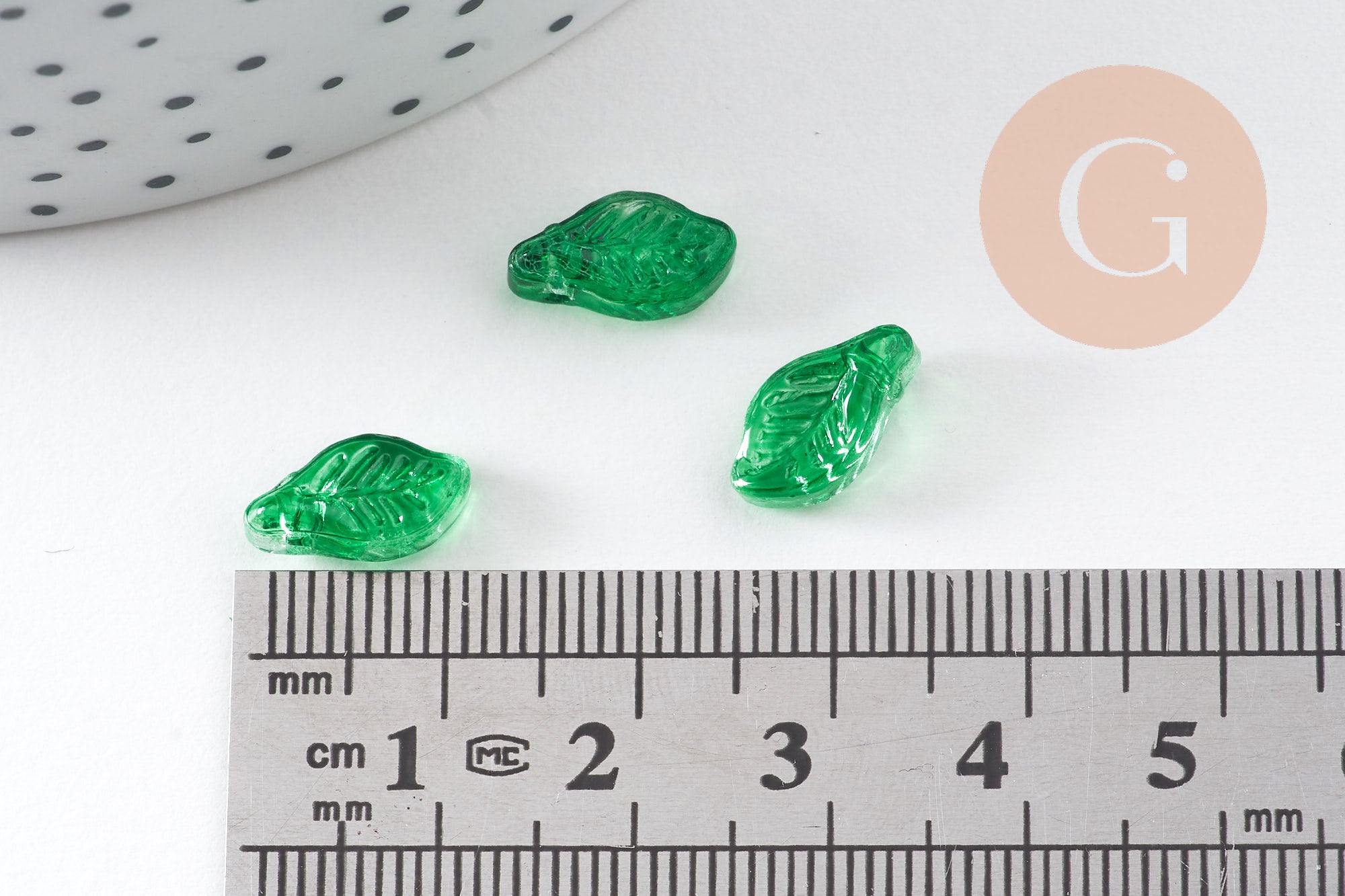 Gingerlily Pendentif DIY breloque feuille verre vert 12mm x20