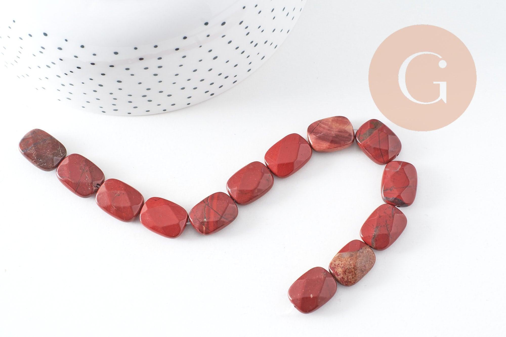 Gingerlily Jaspe Rouge Rectangle 12mm Fil 21cm Perles