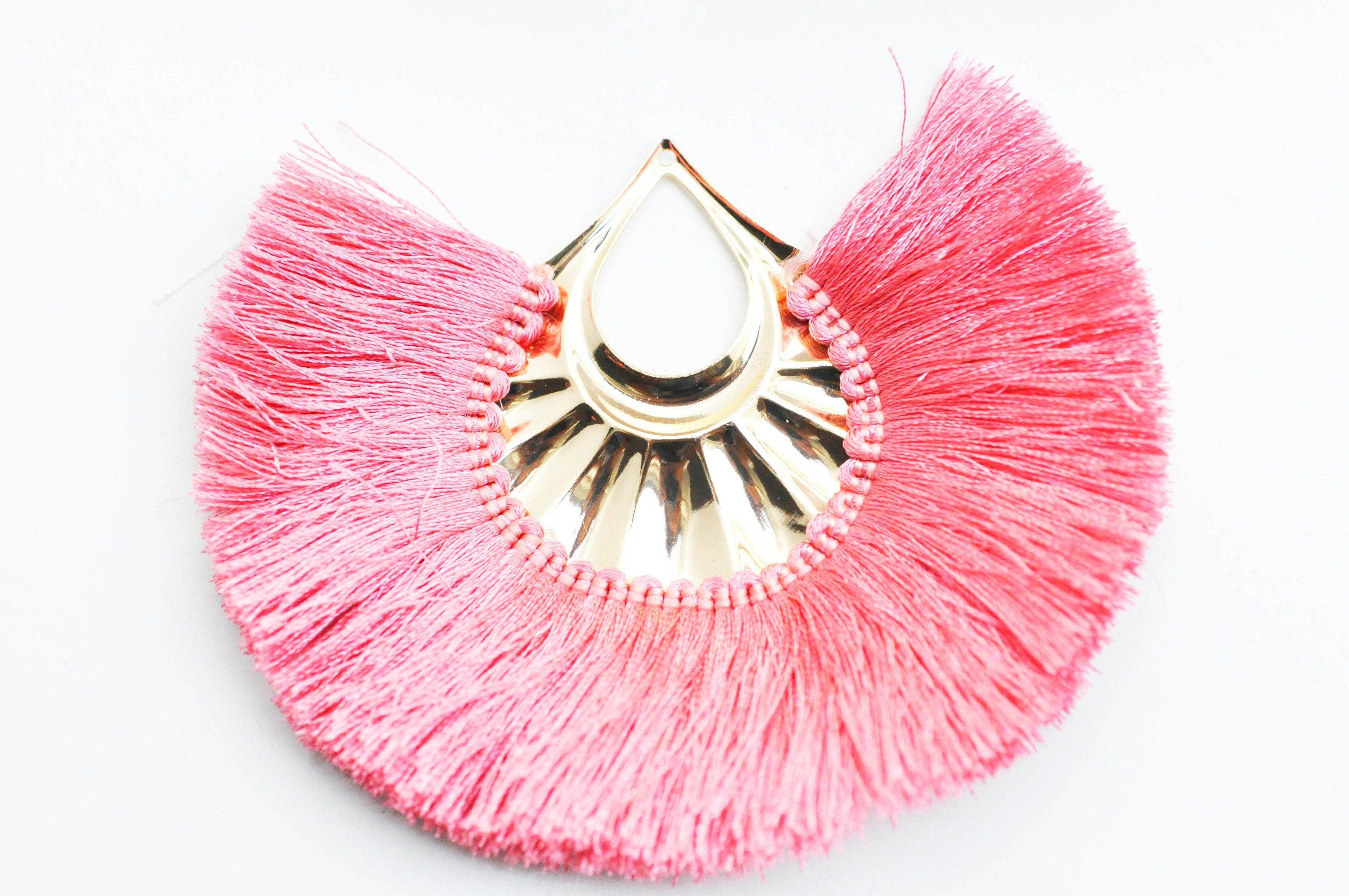 Gingerlily G4536 lot 2 pendentifs pompon rose doré 90mm