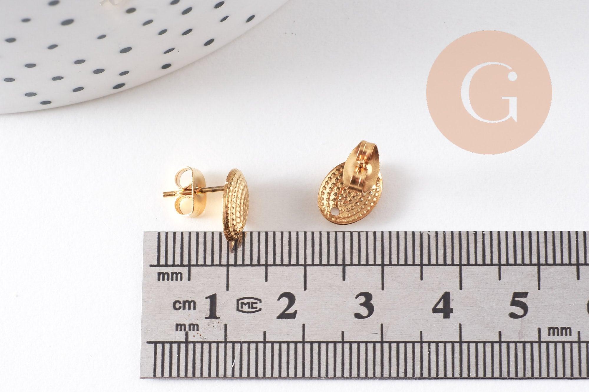 Gingerlily Apprêts clous ovales G10486 acier doré 9,5mm paire
