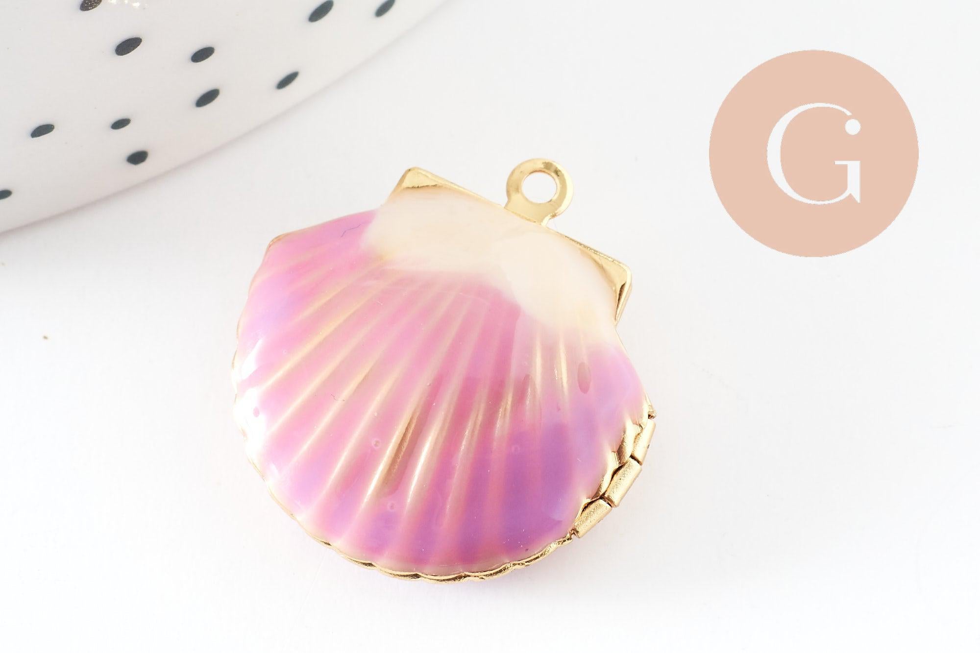 Gingerlily Pendentif locket coquillage G9551 laiton doré 23,5mm