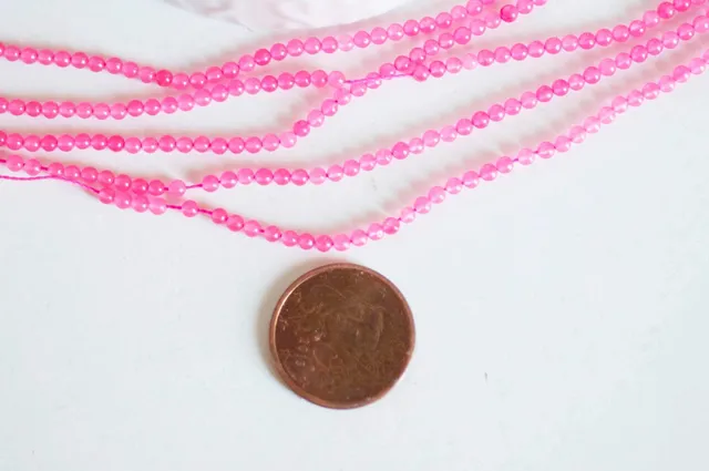 Gingerlily Jade rose 2 mm perle pierre naturelle fil 180 perles