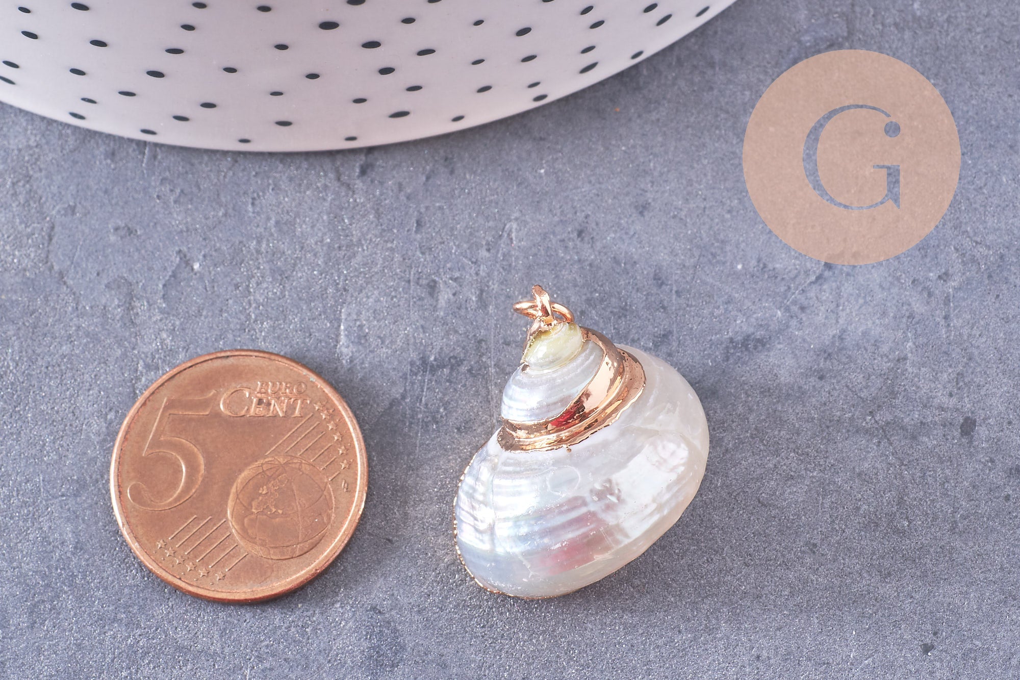 Gingerlily pendentif coquillage naturel conch 25-30mm x1 doré