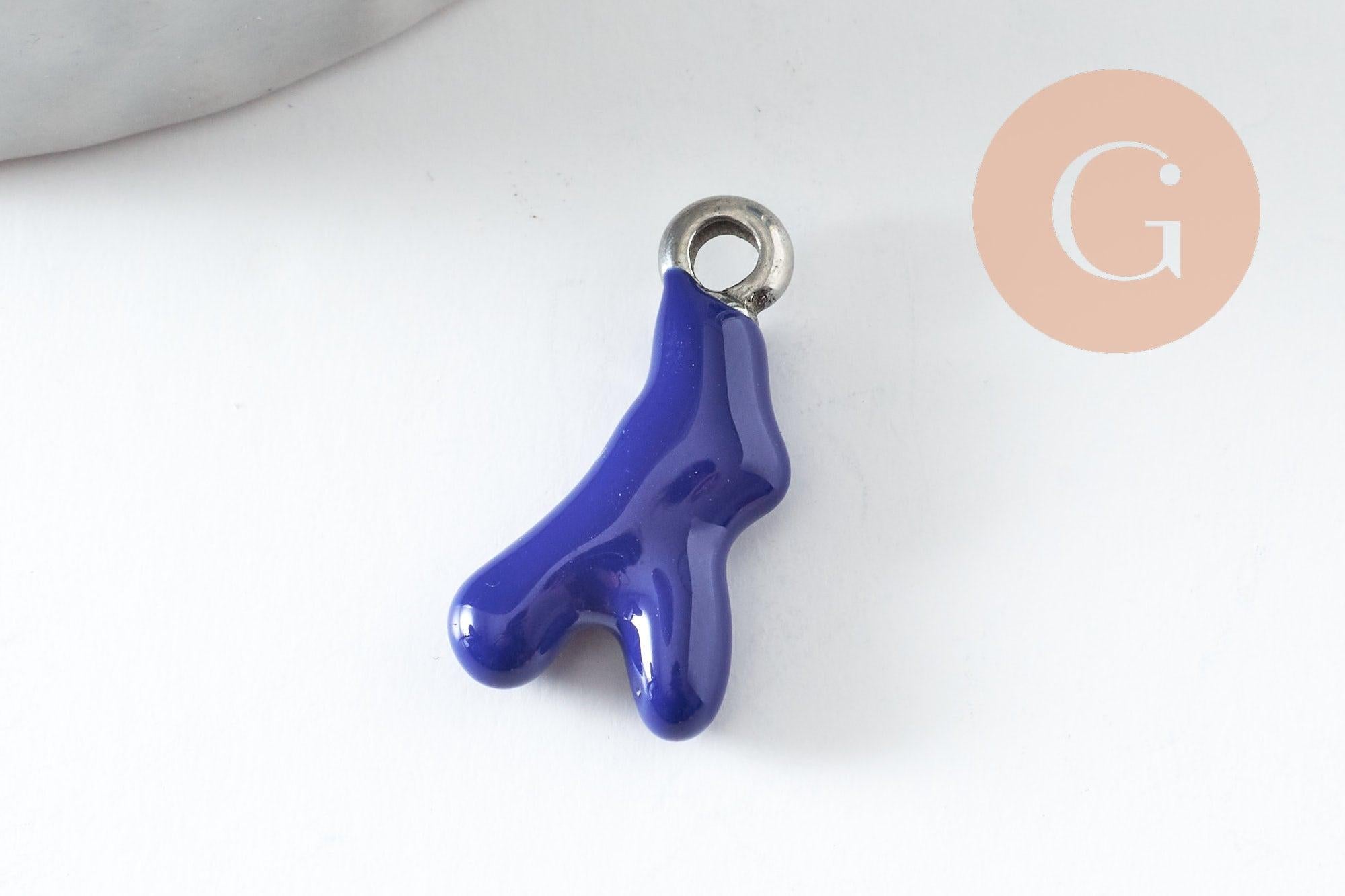 Gingerlily Pendentif branche corail acier orange émail 18,5mm