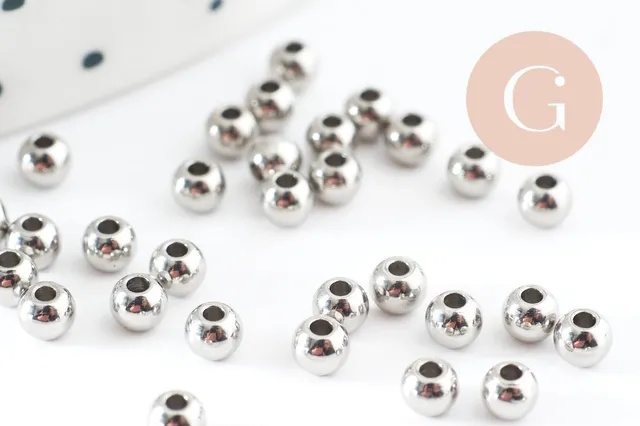 Gingerlily Acier perle intercalaire ronde platine 3mm x50