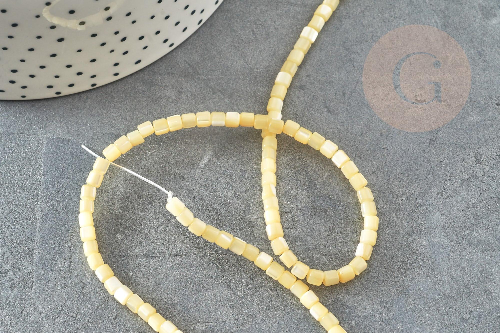 Gingerlily Perles G9241 fil perles nacre heishi jaune pastel 20cm