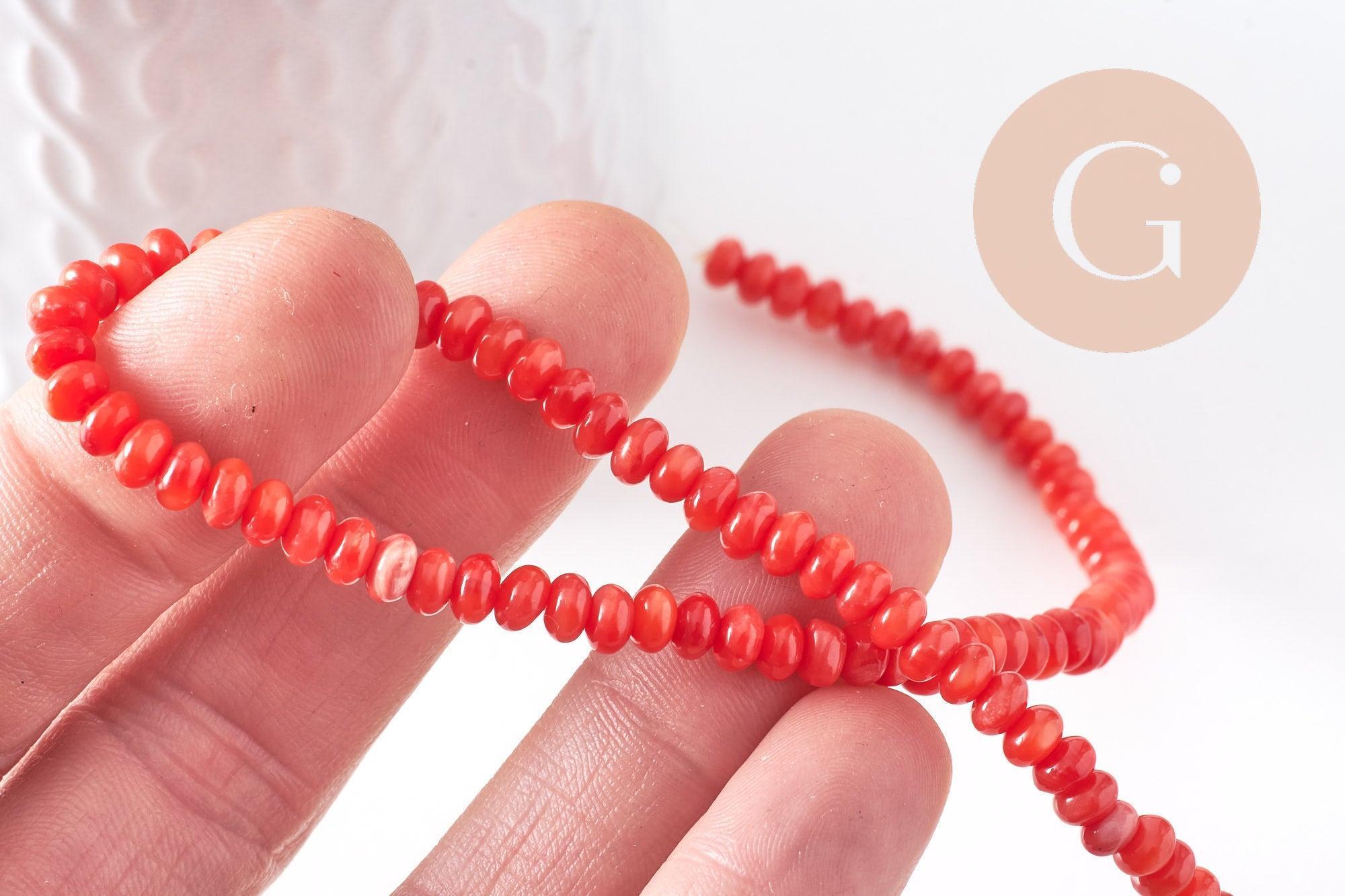Gingerlily G10278 perle rondelle nacre rouge 5x3 mm fil 38cm
