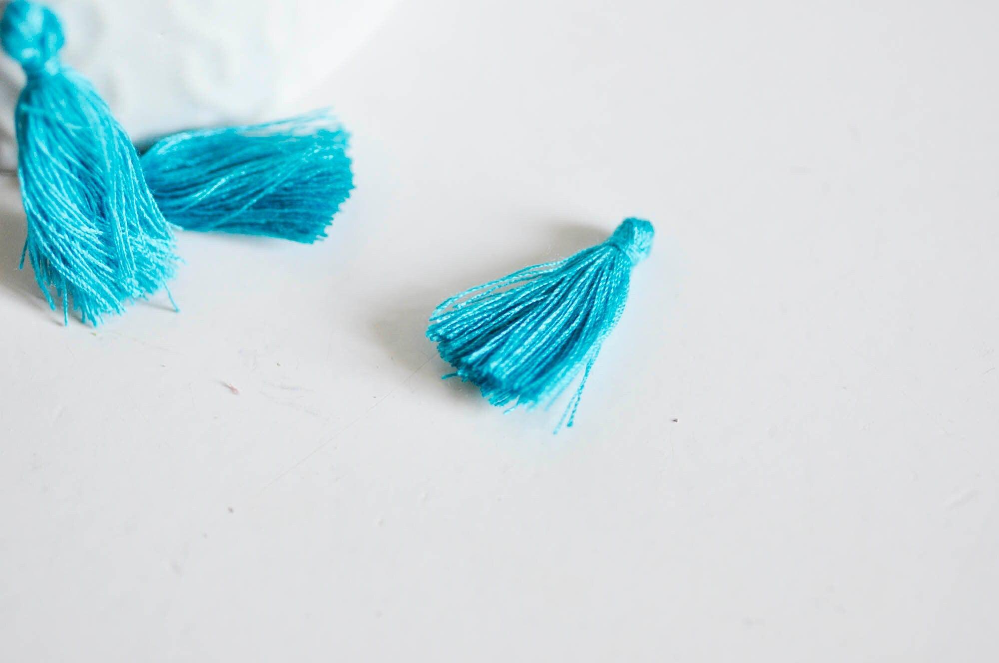 Gingerlily Pendentifs pompon bleu coton 25-31mm x5