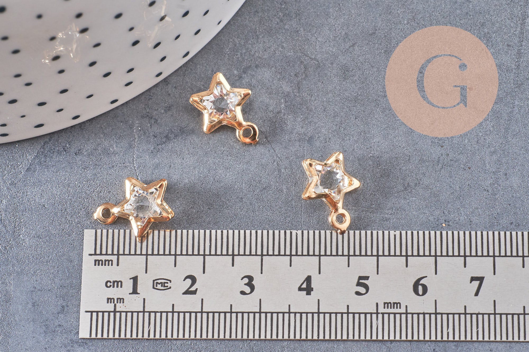 Gingerlily Pendentif étoile fer doré zircon 14mm x10