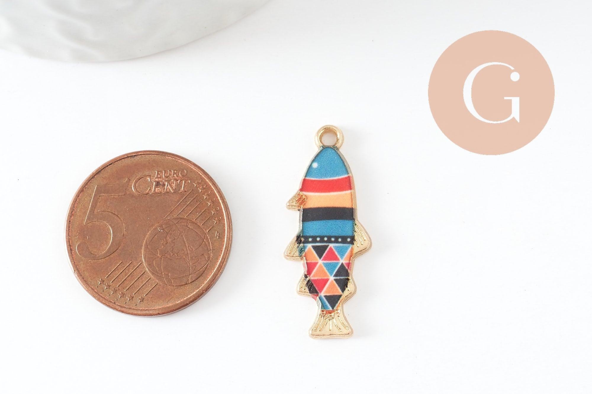 Gingerlily Perles G9936 pendentifs poisson doré multicolore x5