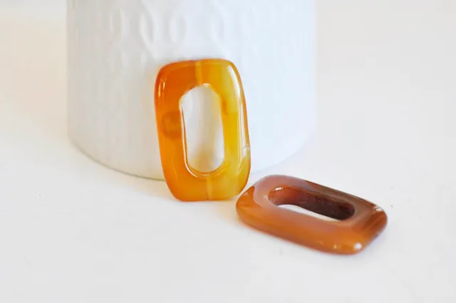 Gingerlily pendentif rectangle G0715 agate beige 40mm x1