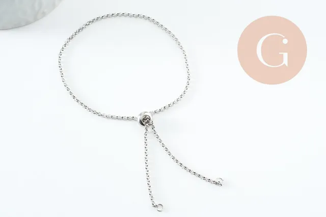 Gingerlily Apprêts G9492 base bracelet acier platine 30,5 cm