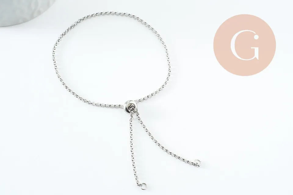 Gingerlily Apprêts G9492 base bracelet acier platine 30,5 cm