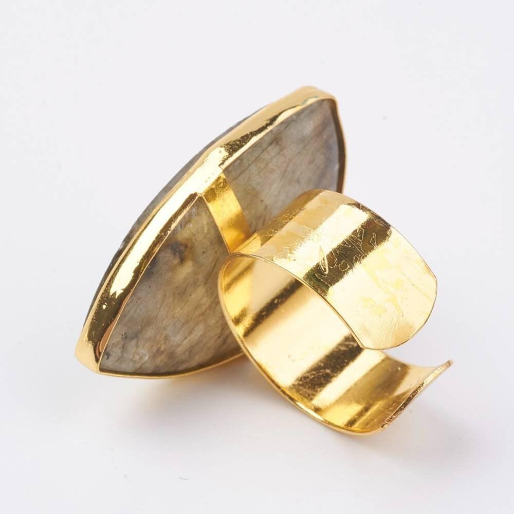 Gingerlily Apprêts Bague réglable labradorite 18mm dorée pierre naturelle