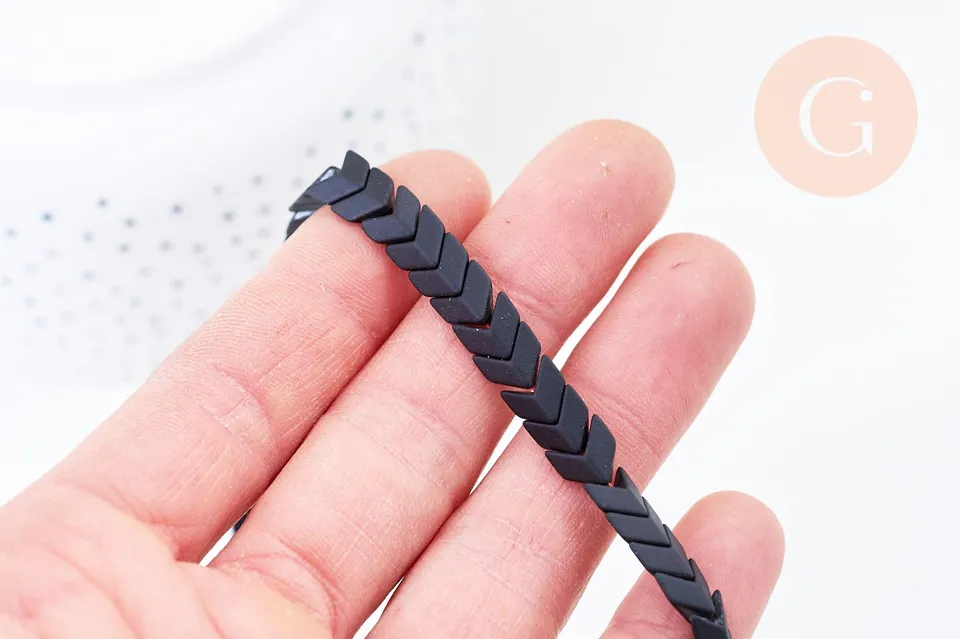Gingerlily Perles chevron G6904 perle hématite noire 7mm fil 40cm