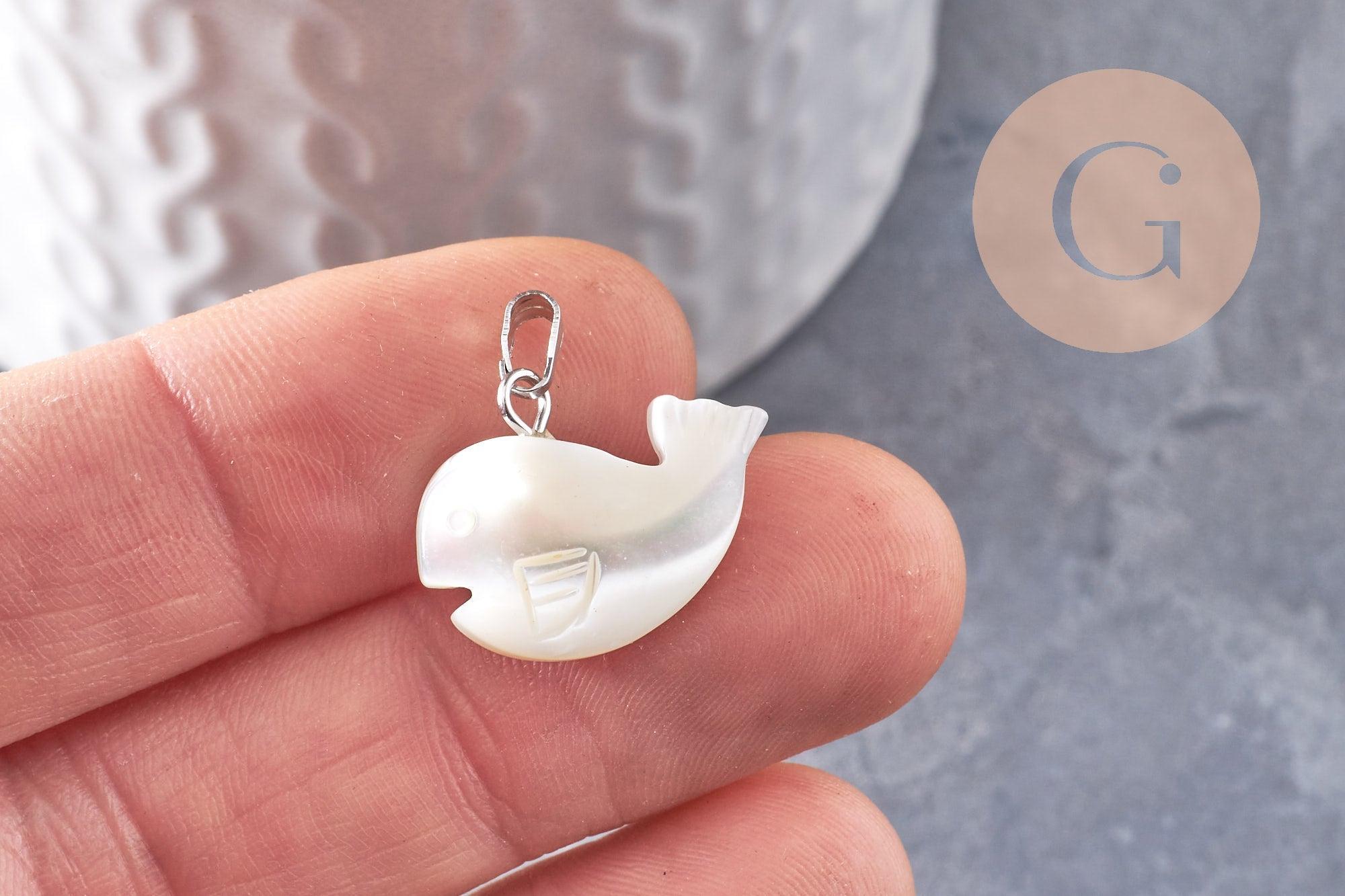 Gingerlily Pendentifs G9914 baleine nacre blanche 19,5mm pendentif x1