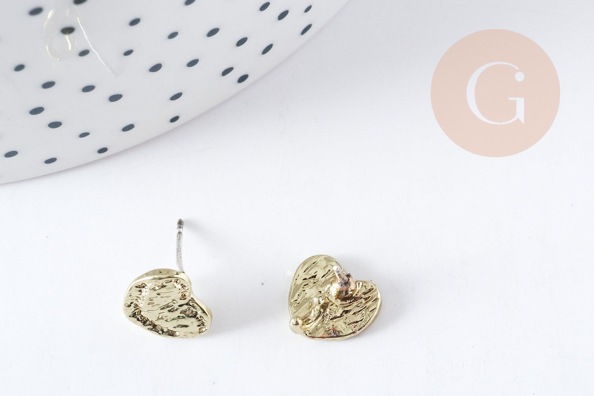 Gingerlily Apprêts G8888 support puces cœur zamac doré 10mm