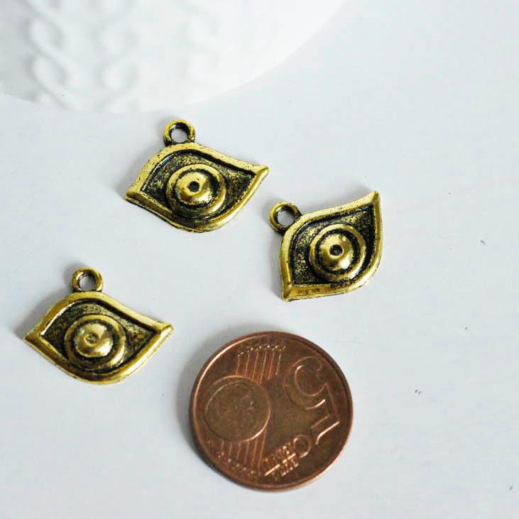 Gingerlily Pendentifs G718 pendentif oeil doré vieil or x10