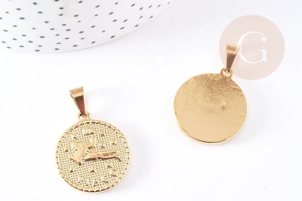 Gingerlily Bijoux G6113 médaille Vierge acier doré à graver