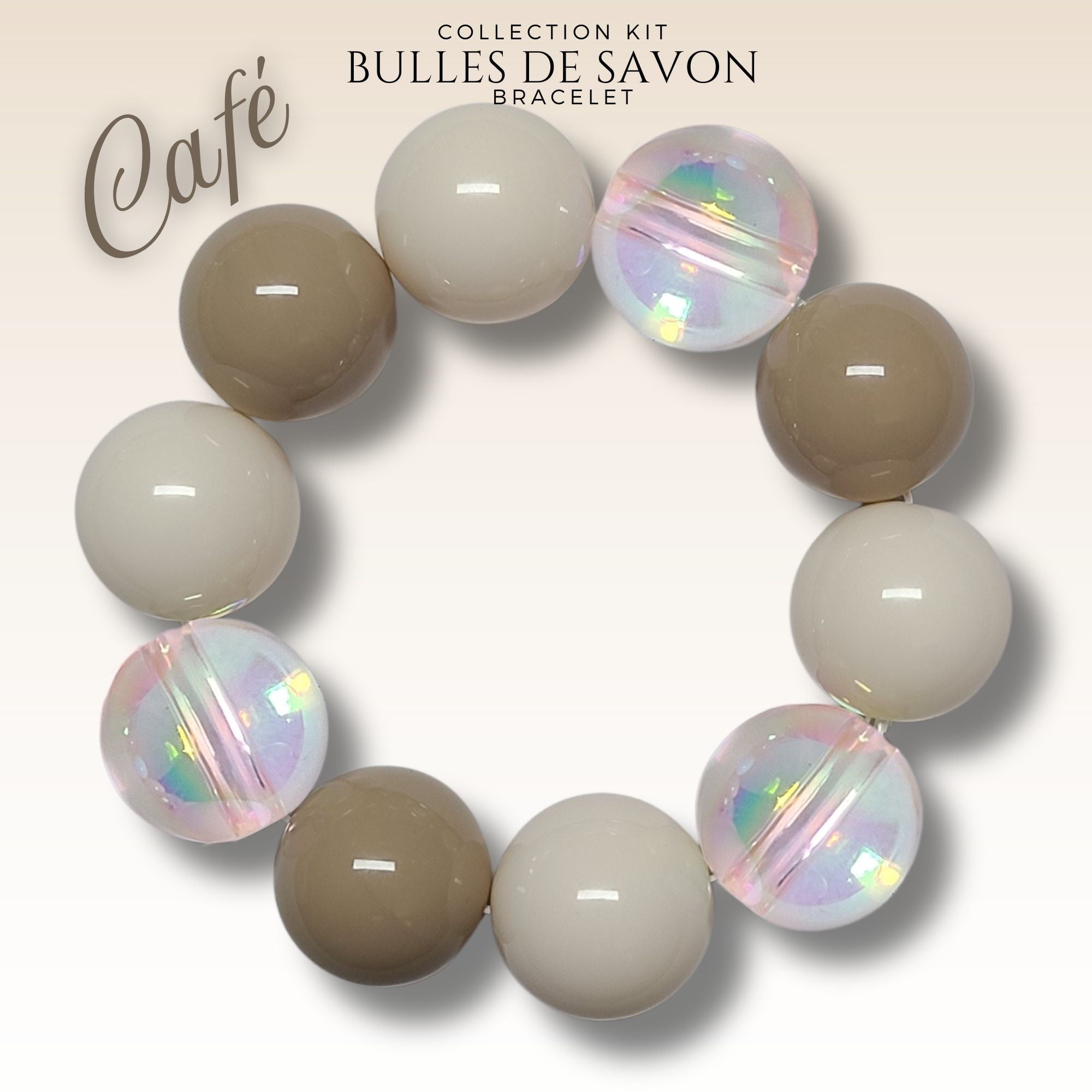ARTSHOP Guimauve café #16 kit bracelet 10 boules 20MM