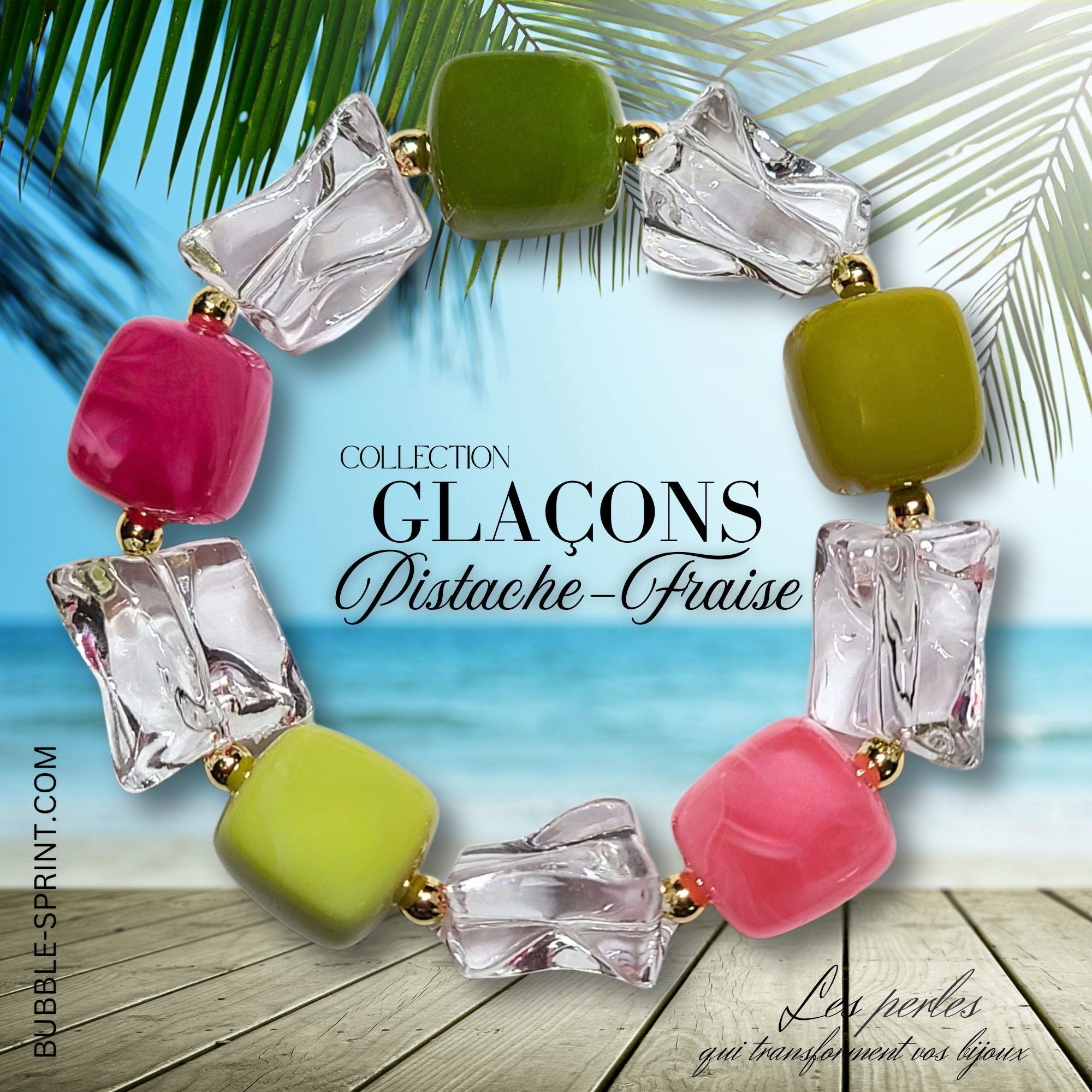 ARTSHOP Glaçons Pistache-Fraise bracelet kit 5.5 cm