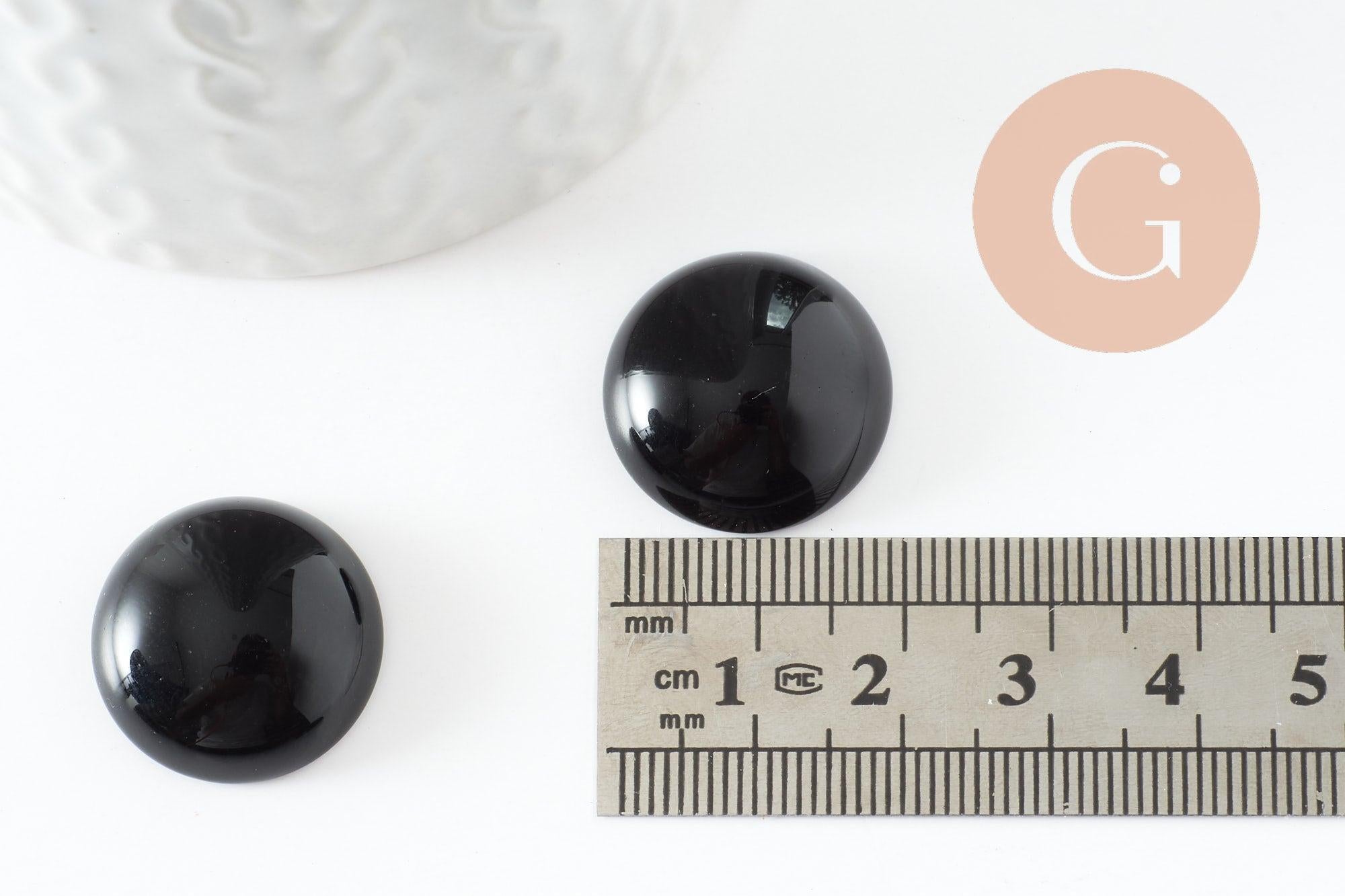 Gingerlily Cabochon rond agate noire naturelle teintée 20mm x1