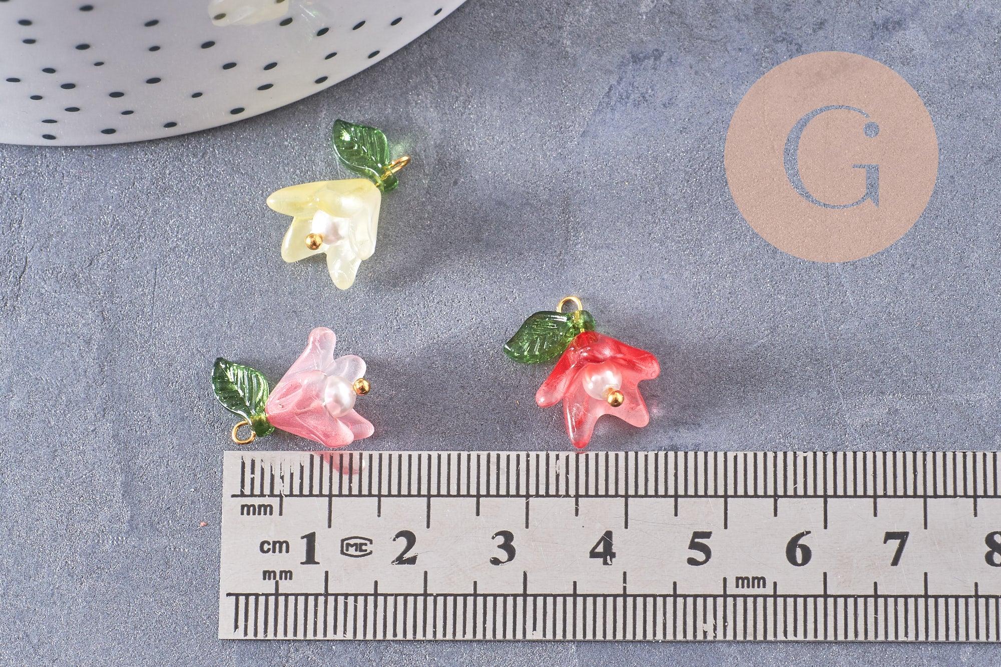 Gingerlily Pendentifs G10326 breloque fleur verre doré 15mm x5