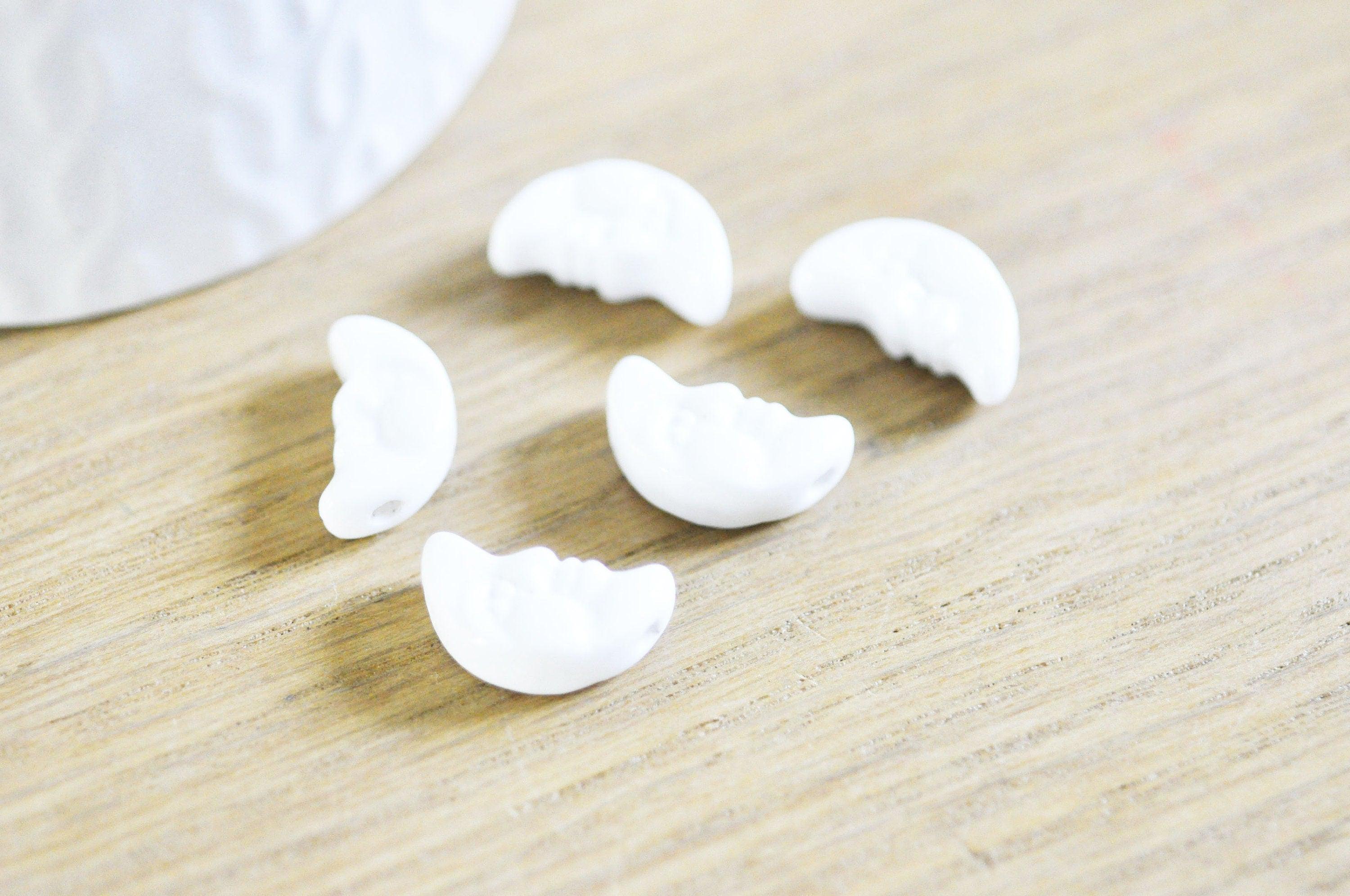 Gingerlily perle lune porcelaine blanche 18mm x5