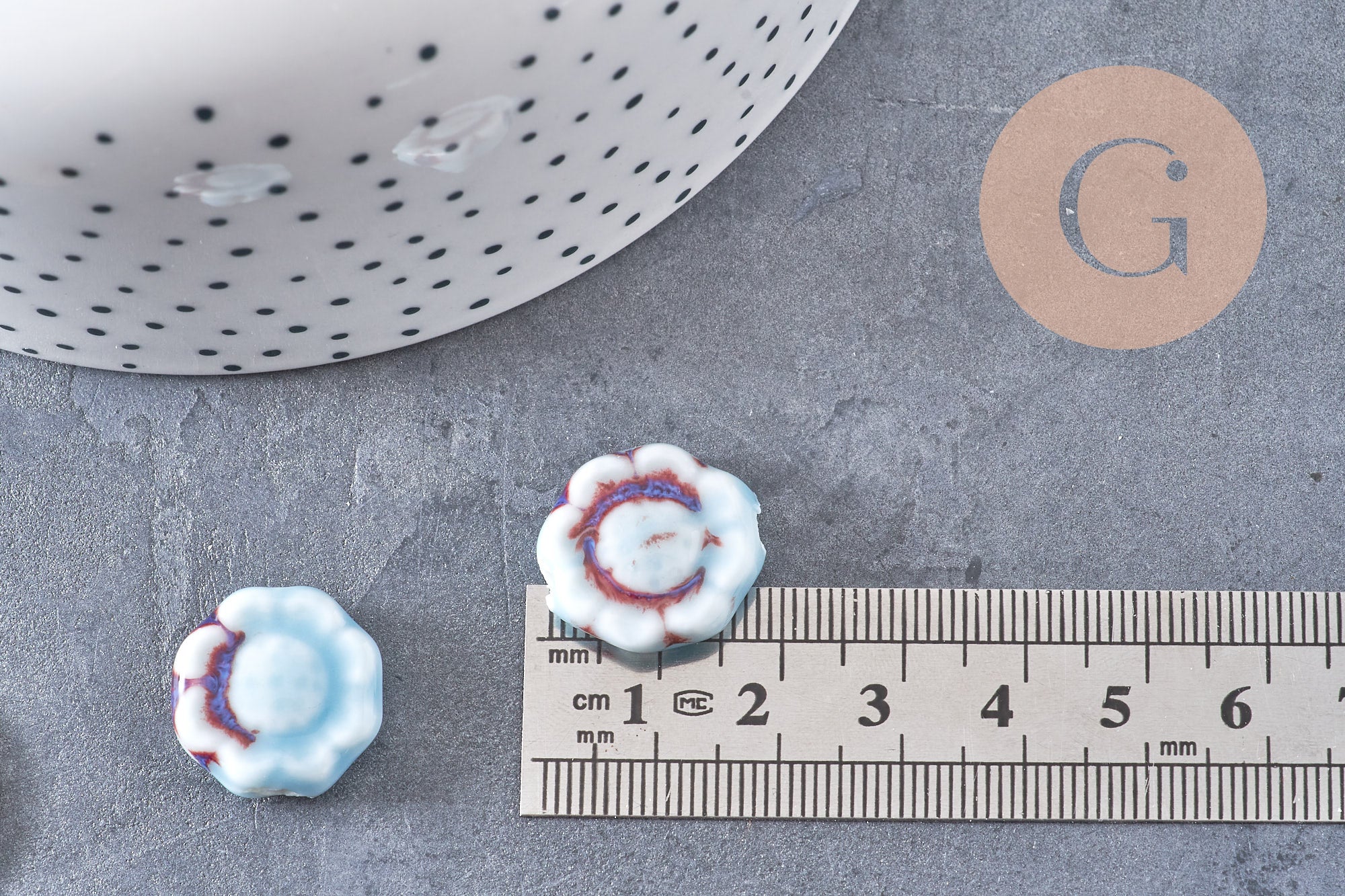 Gingerlily Fleur G10810 perle porcelaine bleu clair 17mm x5