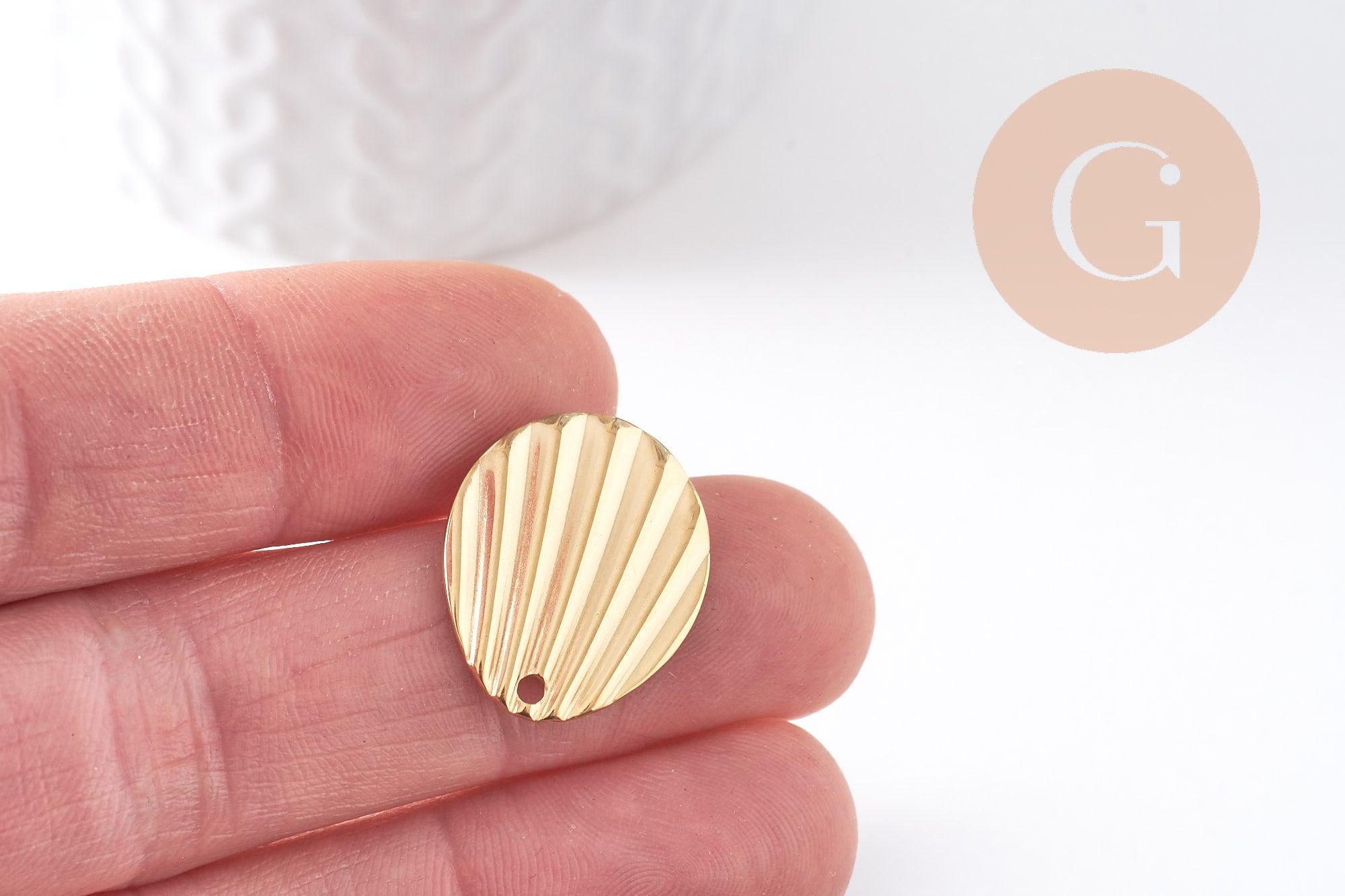 Gingerlily Apprêts clou d'oreille coquillage acier doré 21,5 mm, paire
