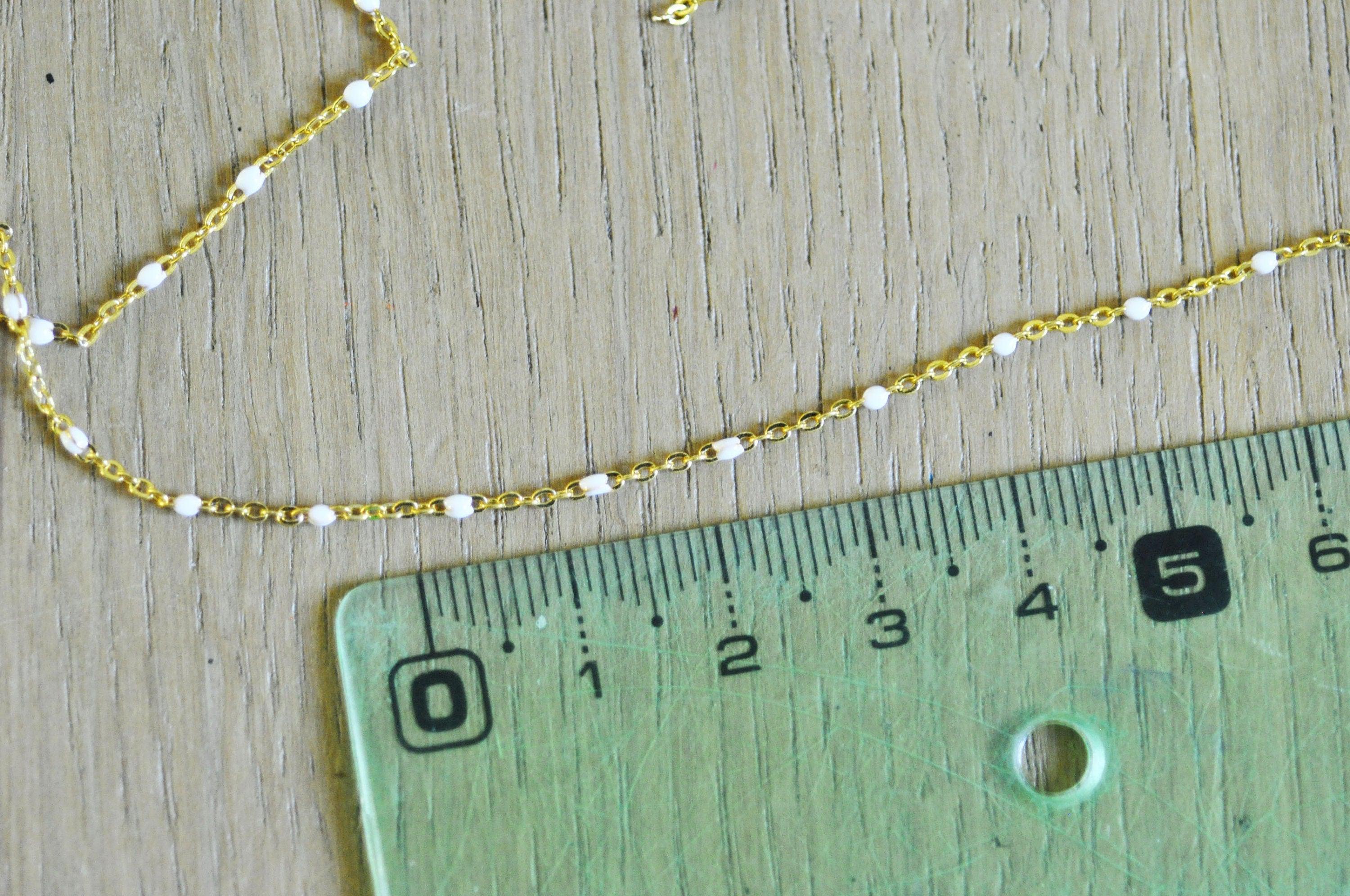 Gingerlily Chaîne Laiton Doré 18k Résine Blanche 2mm 1m
