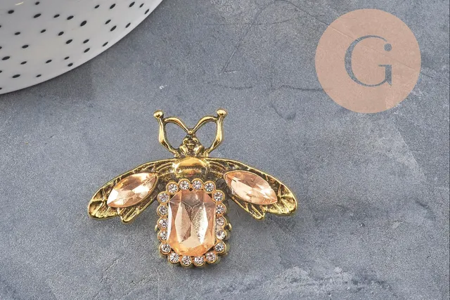 Gingerlily G11086 broche abeille doree cristal 47mm